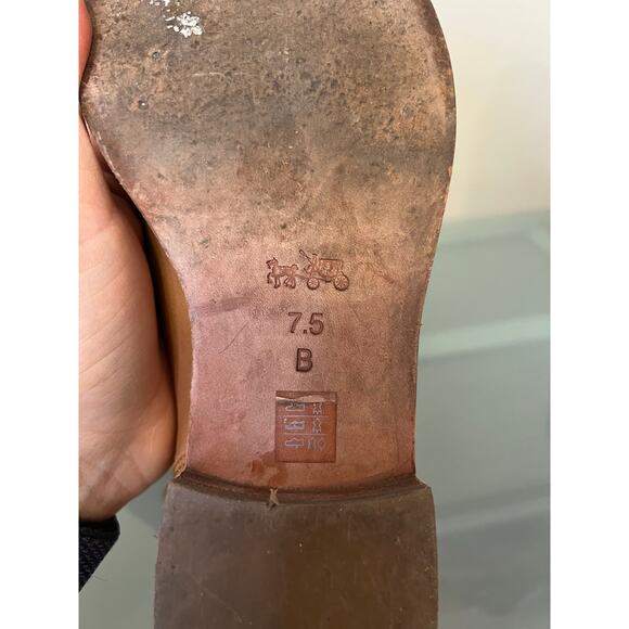 Coach moto Amy biker boots women’s 7.5 B cognac tan leather mid calf harness - Picture 5 of 6